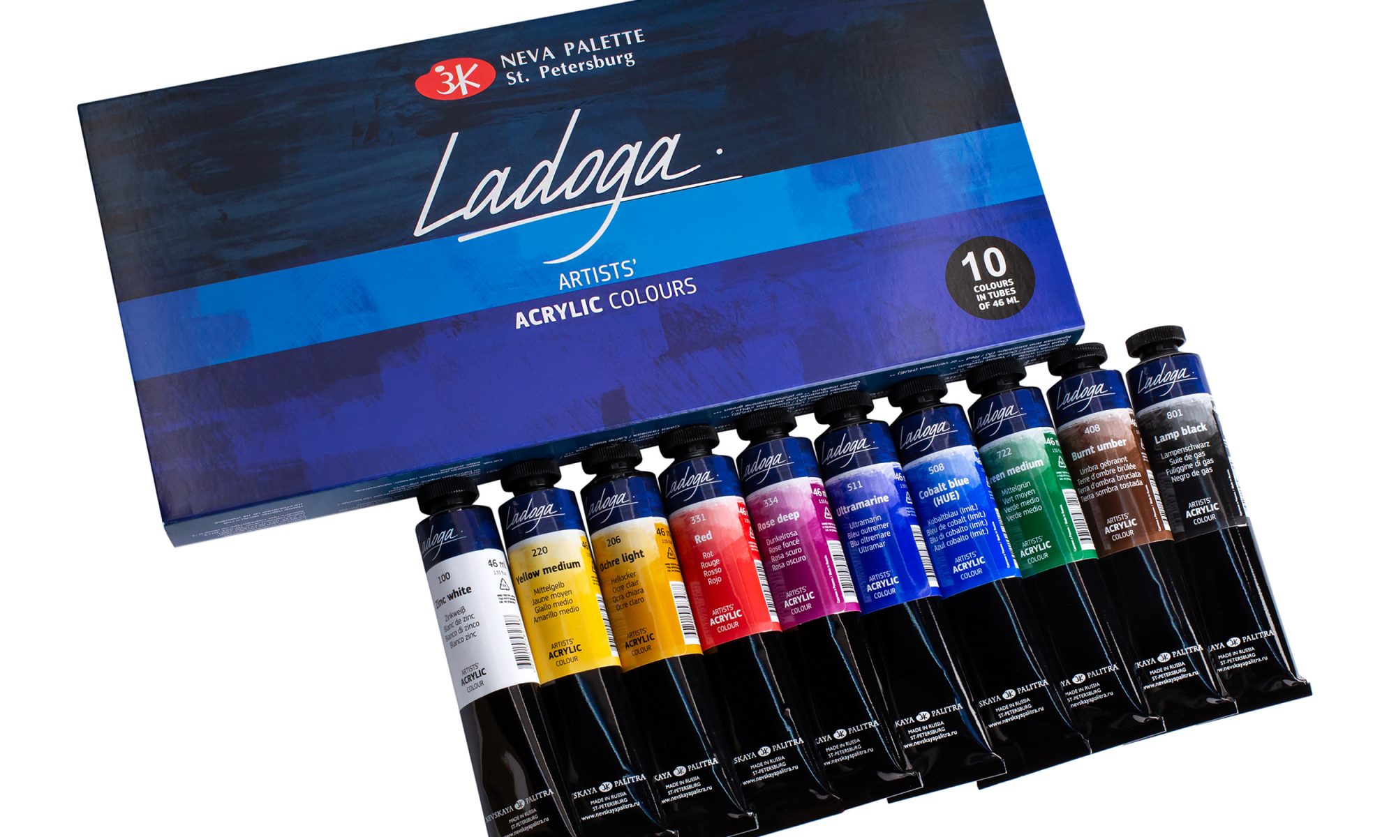 Acrylic painting set "Ladoga", 10 colours