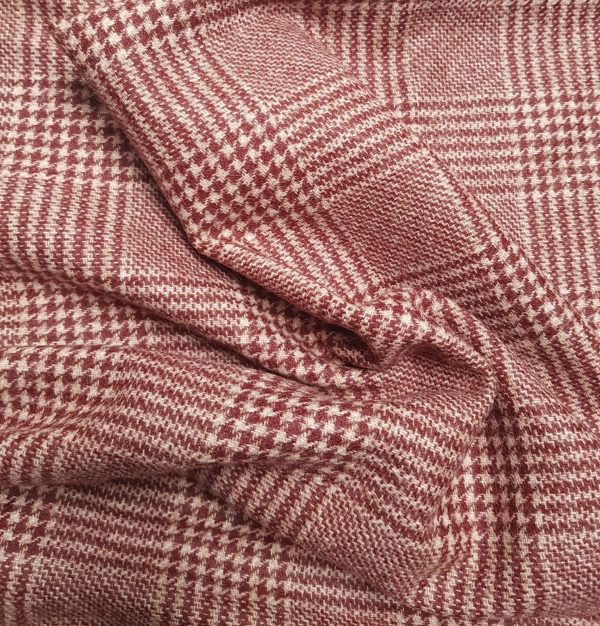 Irish Wool - Red & Cream Houndstooth Check