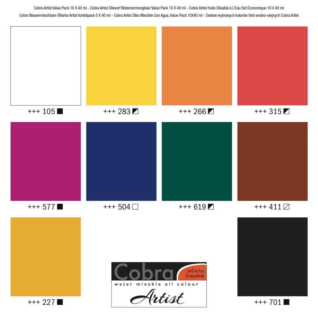 Cobra Artist oil colour value pack 10 x 40 ml art supplies ireland art supplies dublin