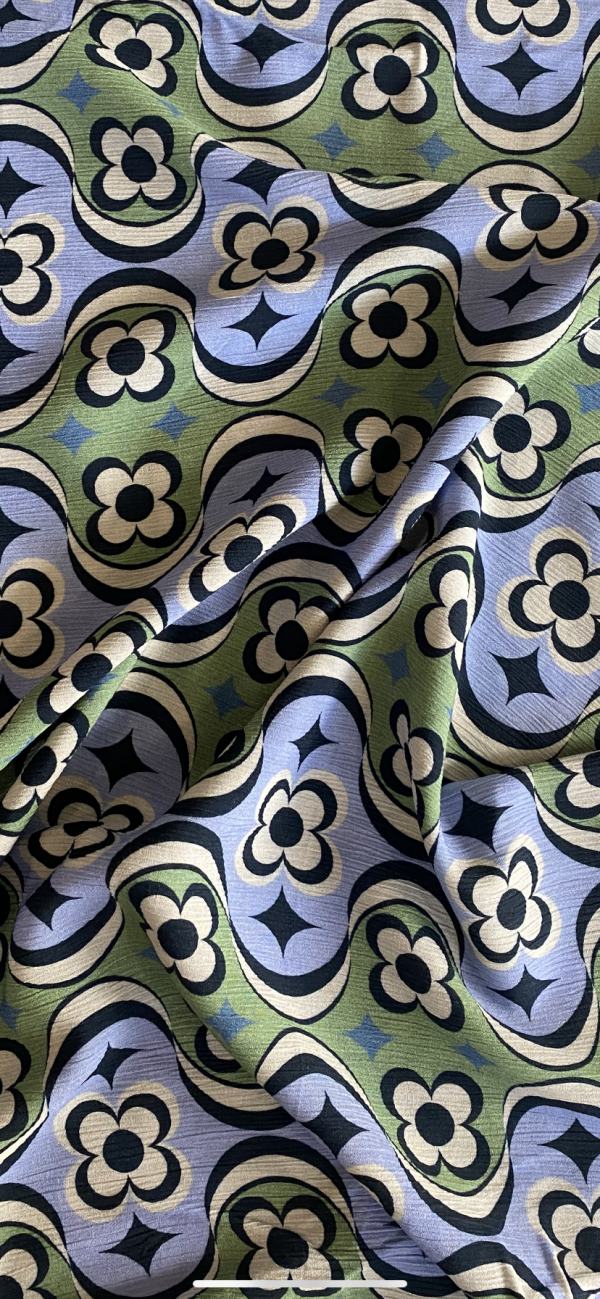 Geo Floral Tencel Crepe - Blue - Image 2