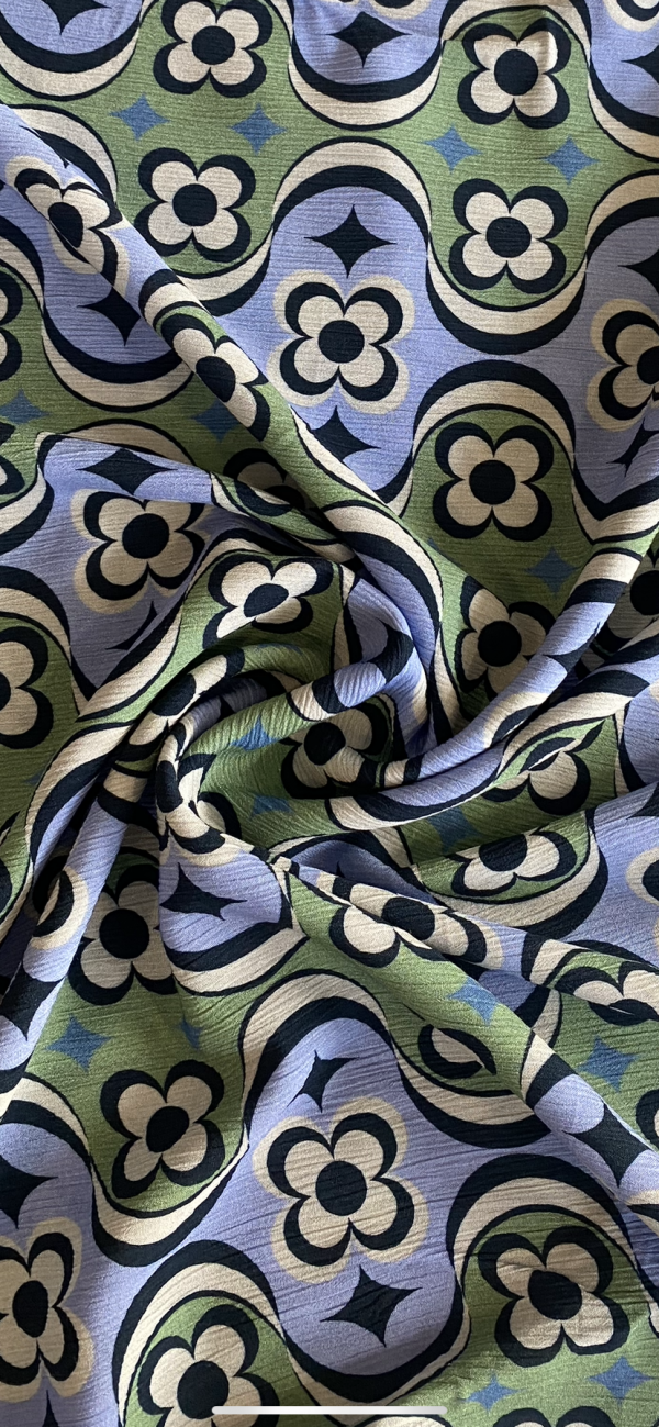 Geo Floral Tencel Crepe - Blue - Image 4