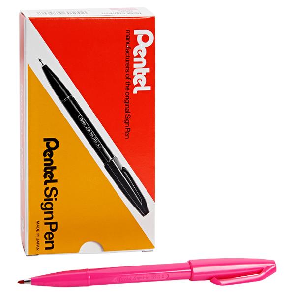Box of 12 pcs S520 Pentel Sign Pen in BLACK ink