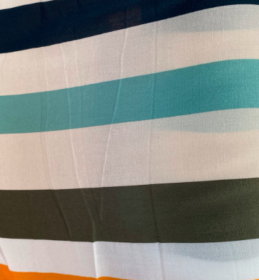 Viscose Challis Stripe - Turquoise and copper