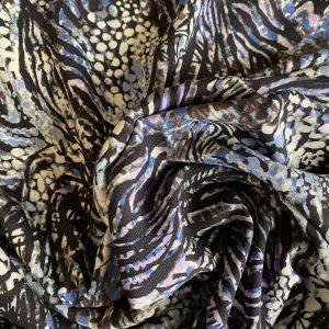 Viscose Challis - Indigo Zebra