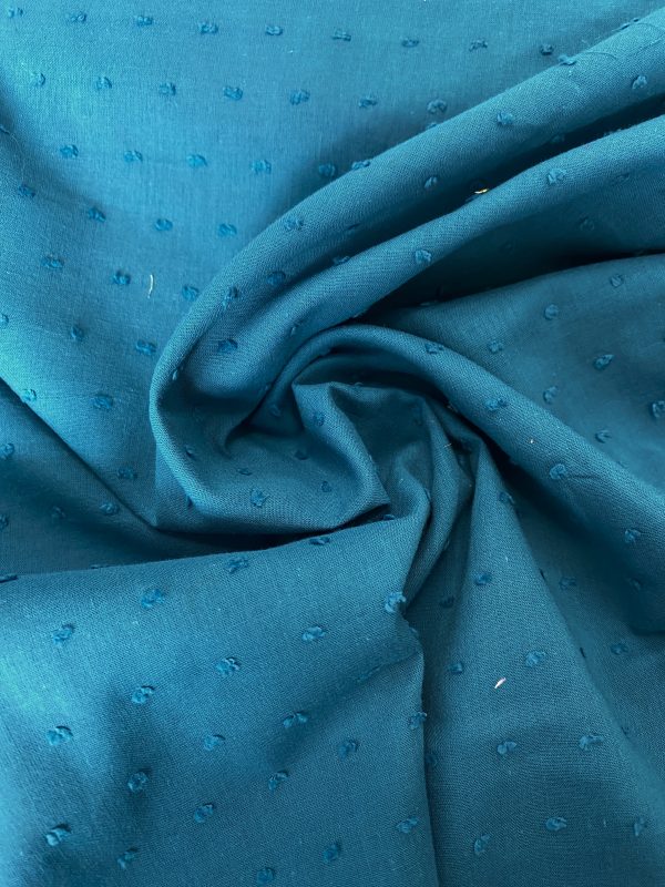 Cotton Dobby - Petrol Blue. Remnant 1m