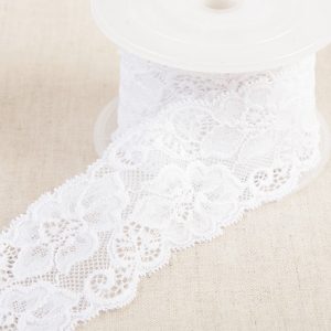 Elastic Floral Lace  60mm - White