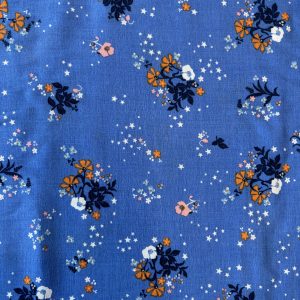Viscose Challis - floral on blue