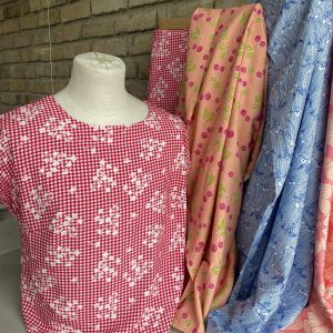 Alternative view of The Crafty Pie Line Flower Lilac/Orange  Viscose Challis