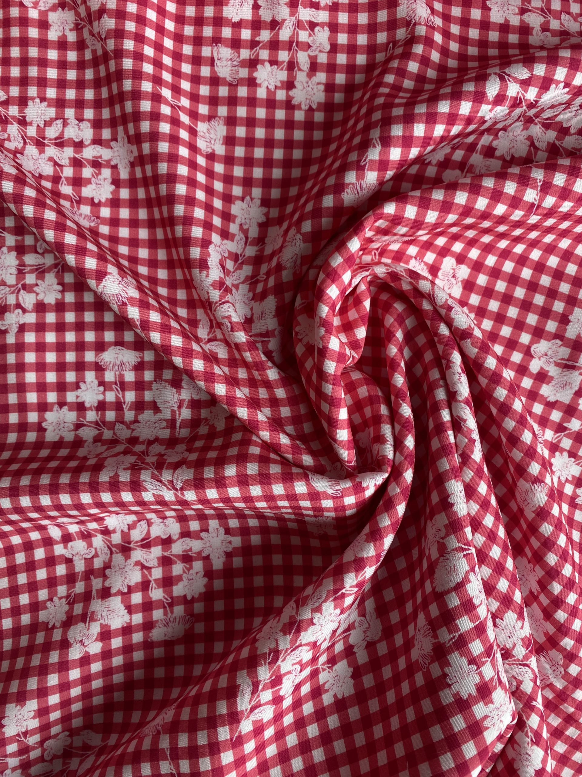 Viscose Challis - The Crafty Pie - Floral Gingham Berry - Image 3
