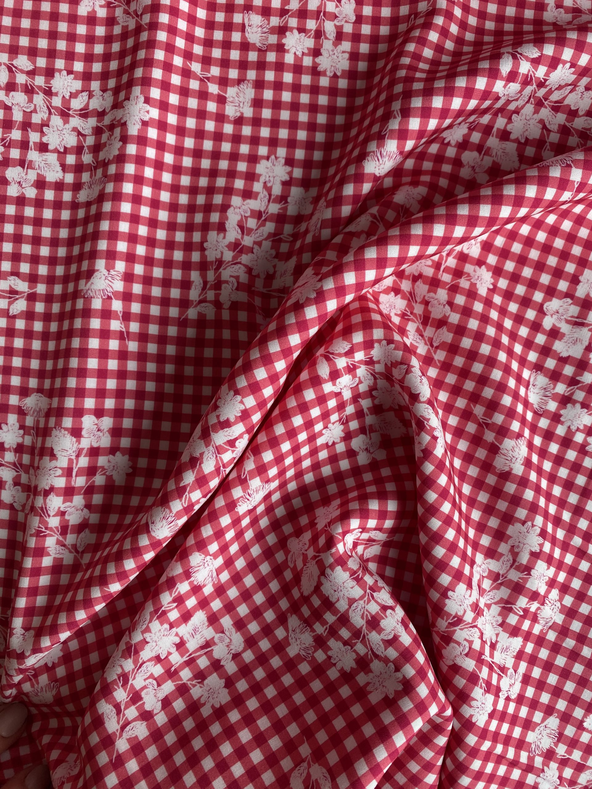 Viscose Challis - The Crafty Pie - Floral Gingham Berry