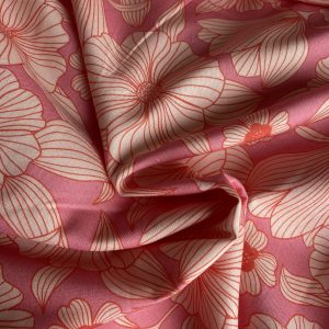 The Crafty Pie Line Flower Lilac/Orange  Viscose Challis