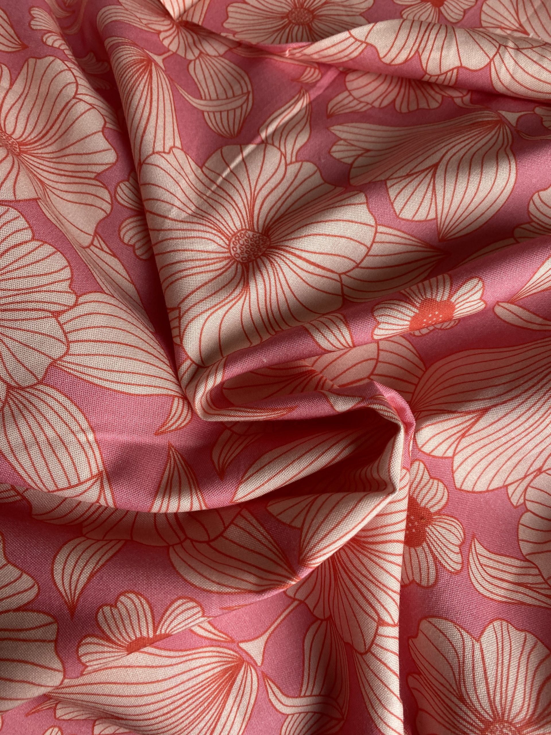 The Crafty Pie Line Flower - Pink/Orange Cotton/Viscose Mix