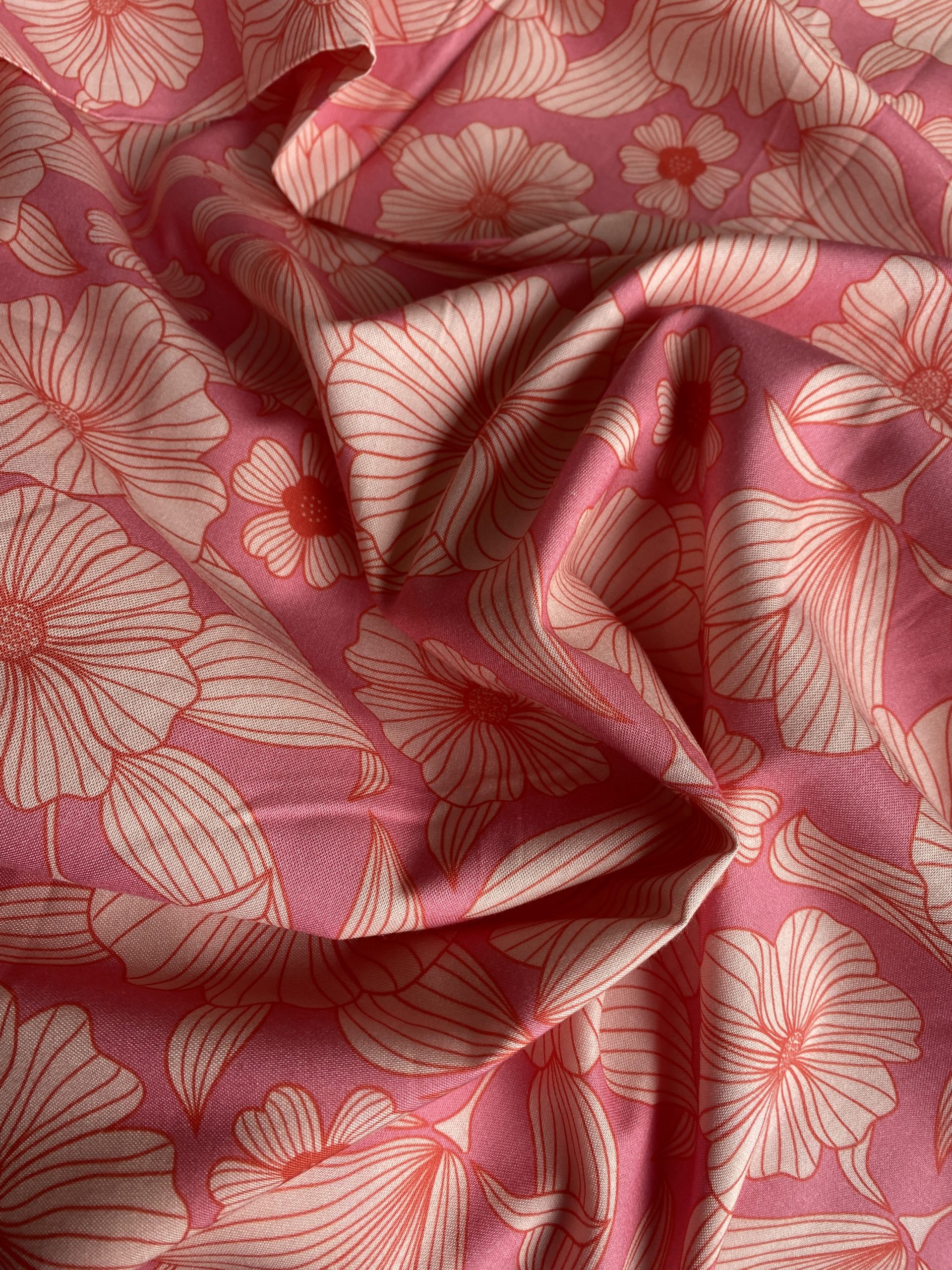 The Crafty Pie Line Flower - Pink/Orange Cotton/Viscose Mix - Image 4