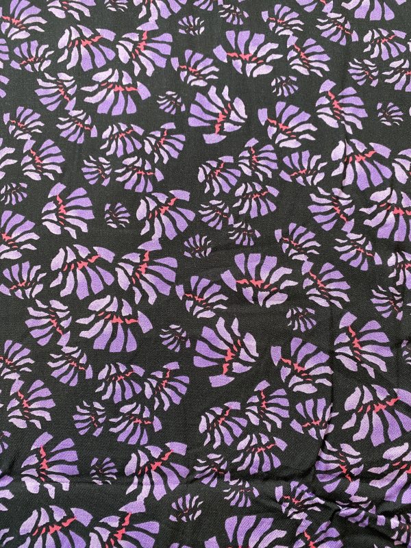 Viscose Challis - Purple Fans - Image 3