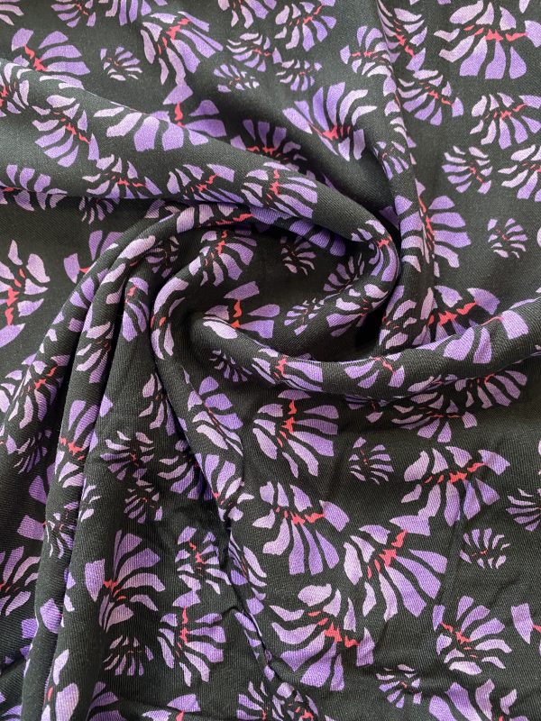 Viscose Challis - Purple Fans
