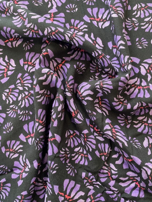 Viscose Challis - Purple Fans - Image 2
