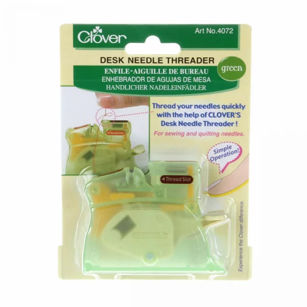 Clover Desk Needle Threader - Green Oval Eye