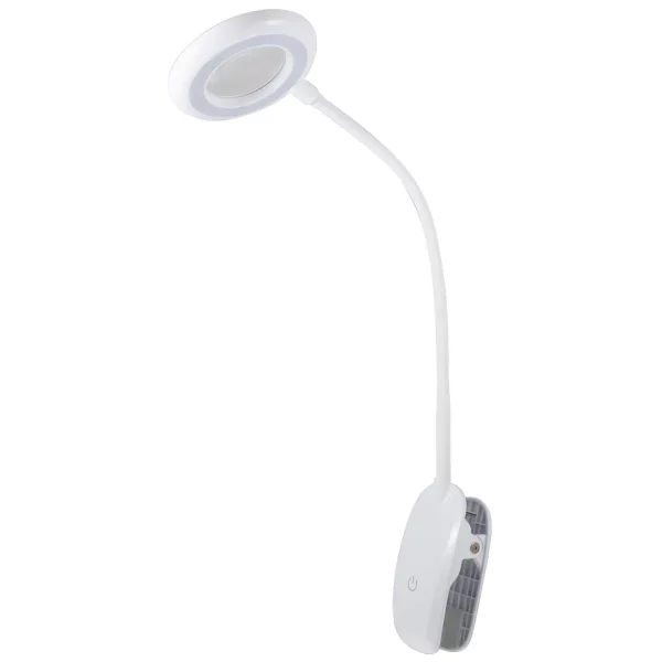 Quality Optics USA LED Magnifying Desk Lamp – Clip-On Or Desktop – Rechargeable, Touch Dimmer, 30 Lumens