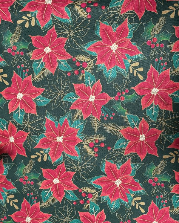 Green Poinsettia Fabric - The Craft Cotton Company - Image 3