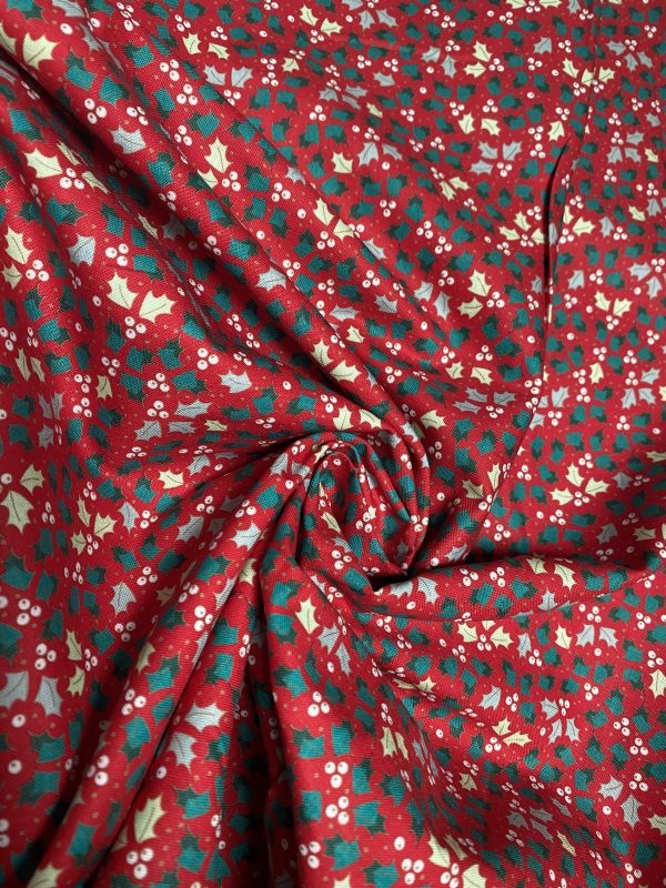 Red Holly Fabric - The Craft Cotton Company