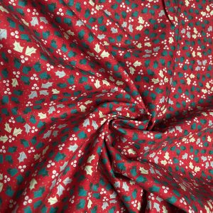 Alternative view of Red Holly Fabric - The Craft Cotton Company
