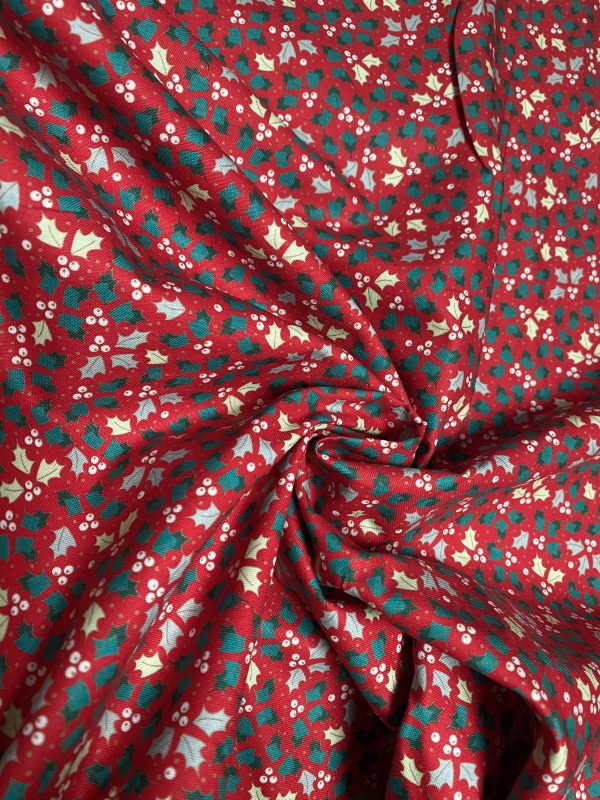 Red Holly Fabric - The Craft Cotton Company - Image 2