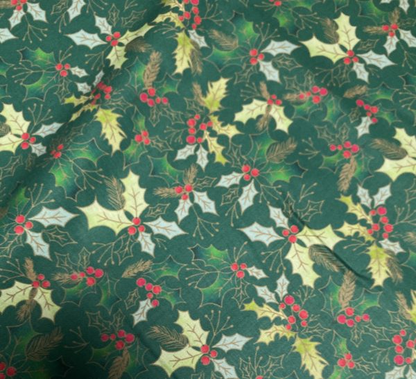 Green Holly Fabric - The Craft Cotton Company - Image 3