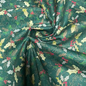 Green Holly Fabric - The Craft Cotton Company