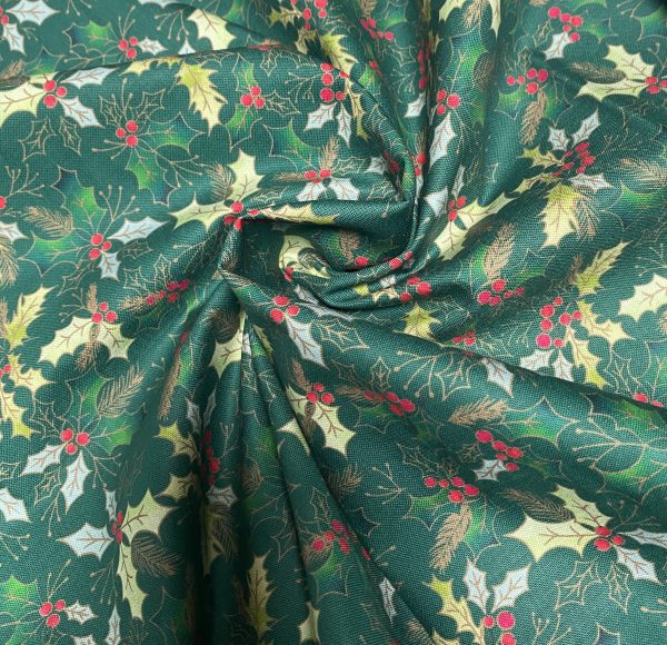 Green Holly Fabric - The Craft Cotton Company