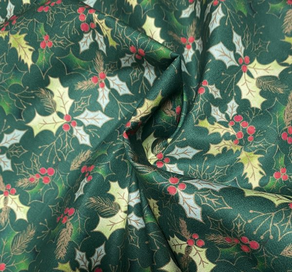 Green Holly Fabric - The Craft Cotton Company - Image 2