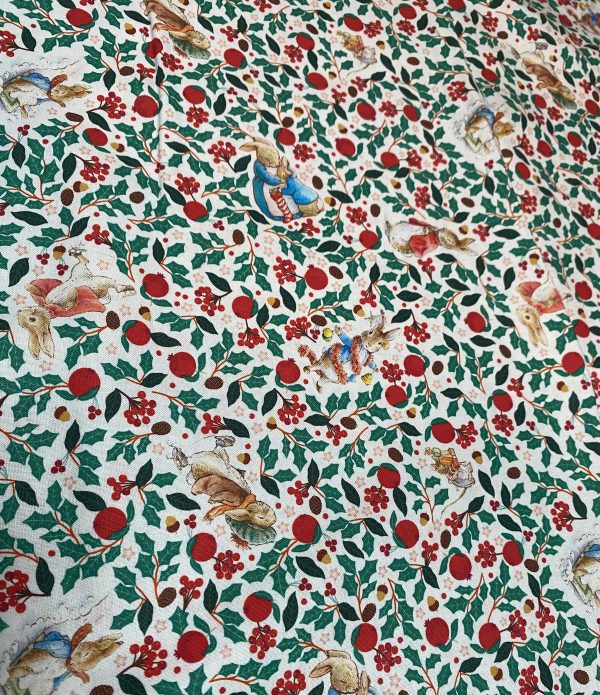 Pomegranate Holly Fabric - Peter Rabbit - Christmas Orchard - Image 3