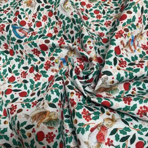 Pomegranate Holly Fabric - Peter Rabbit - Christmas Orchard