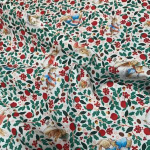 Alternative view of Pomegranate Holly Fabric - Peter Rabbit - Christmas Orchard
