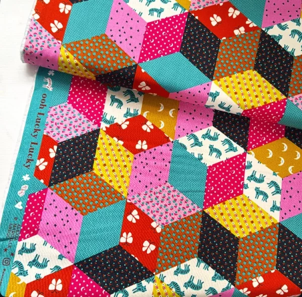Tumbling Blocks Turquoise Canvas - Oh Lucky Lucky - Alexia Abegg and Ruby Star Society