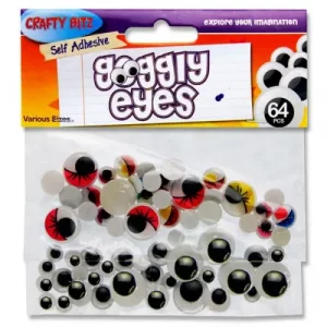 Crafty Bitz Coloured Goggly Eyes Pack of 64 - Assorted Colours for Crafting