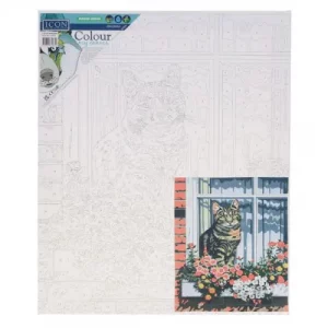 300x250mm Paint By Numbers Canvas - Cats at Window