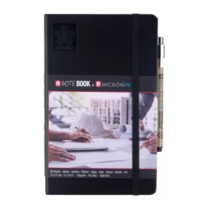 Sketch/notebook black, cream paper | 13 x 21 cm, 140 g, 80 pages + black Pigma Micron PN