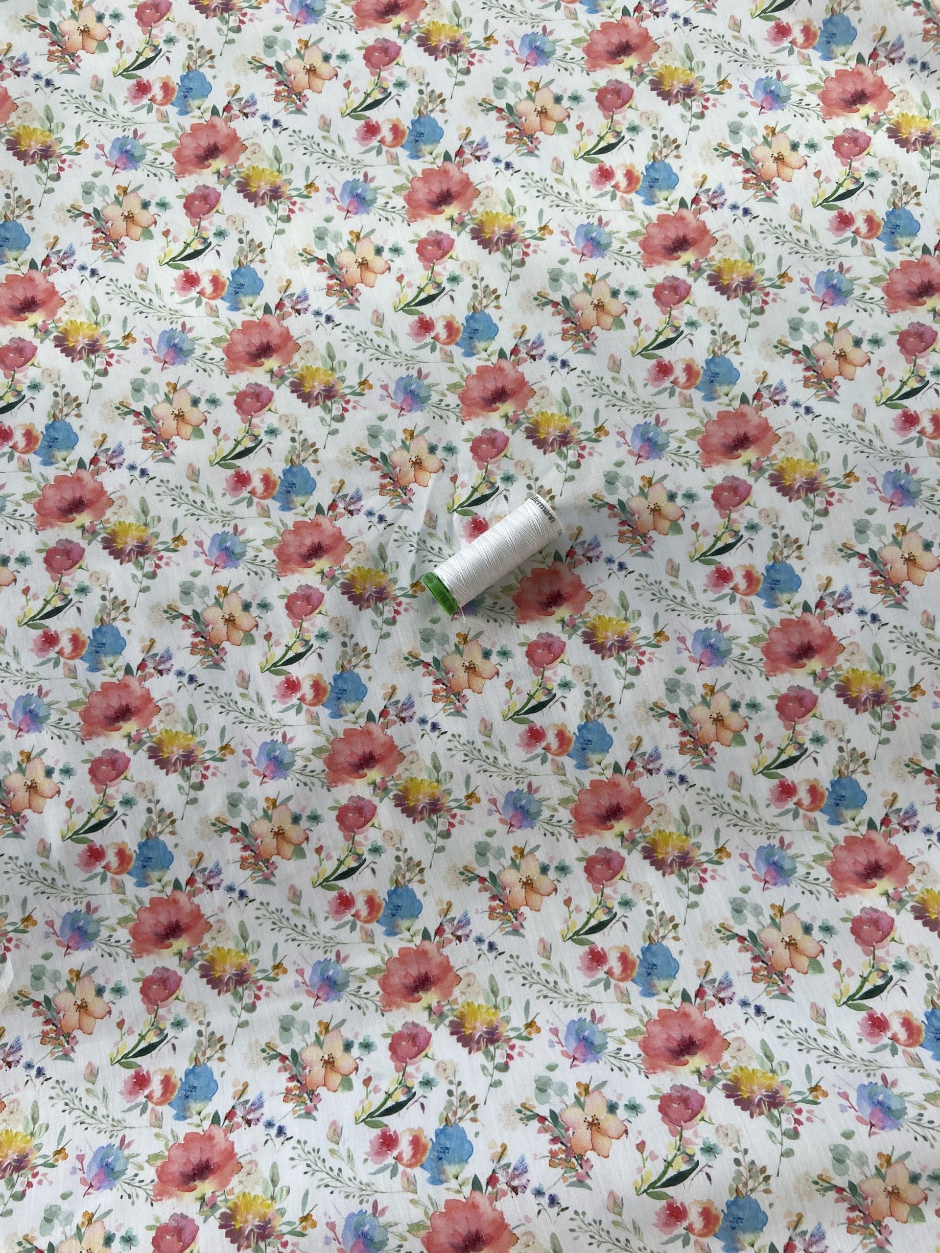 Extra Fine Cotton Poplin - cream multicoloured floral