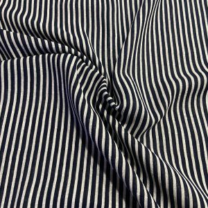 Alternative view of Cotton Gauze - Navy stripe