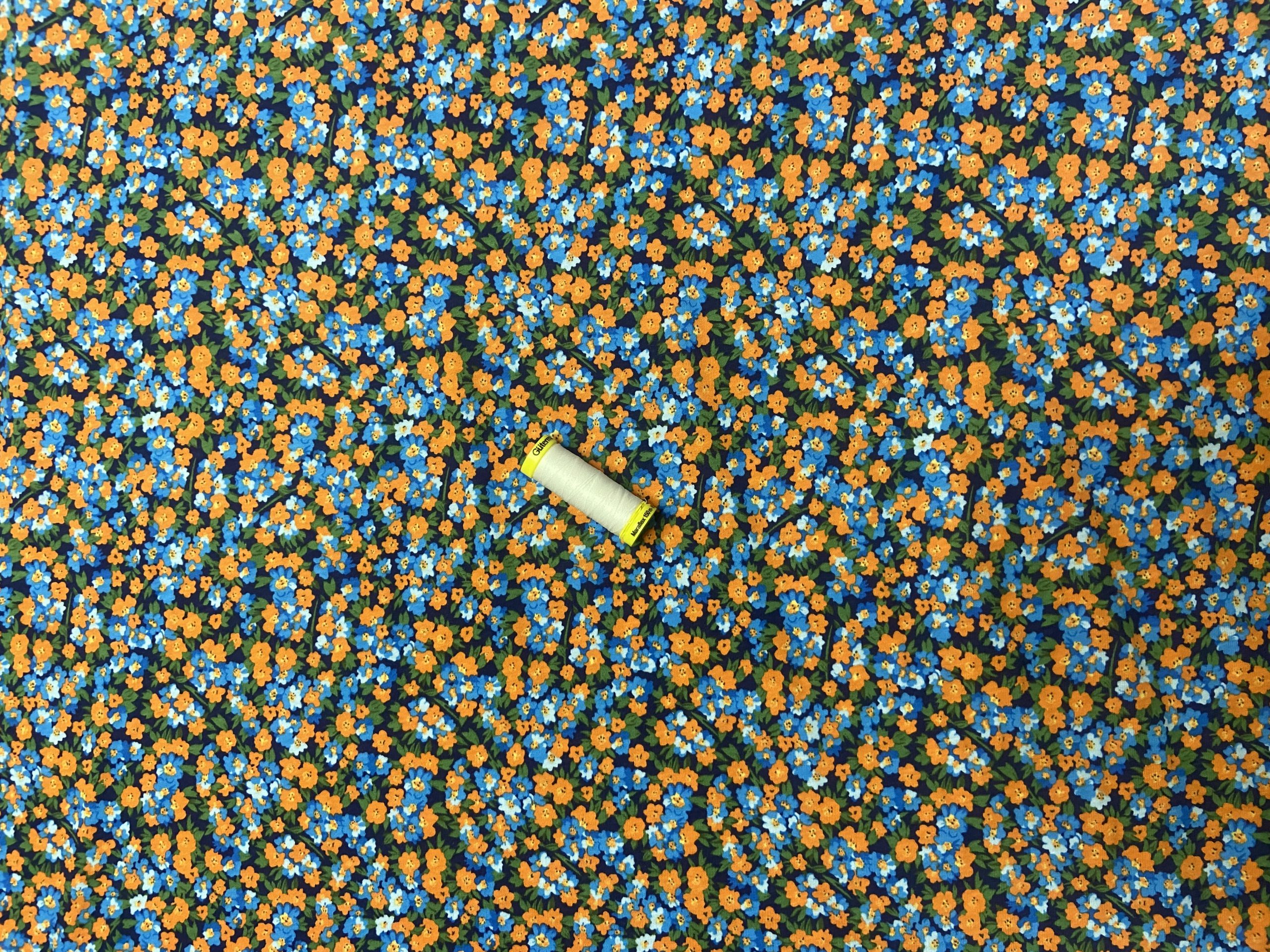 Papaya and Azure floral- jersey