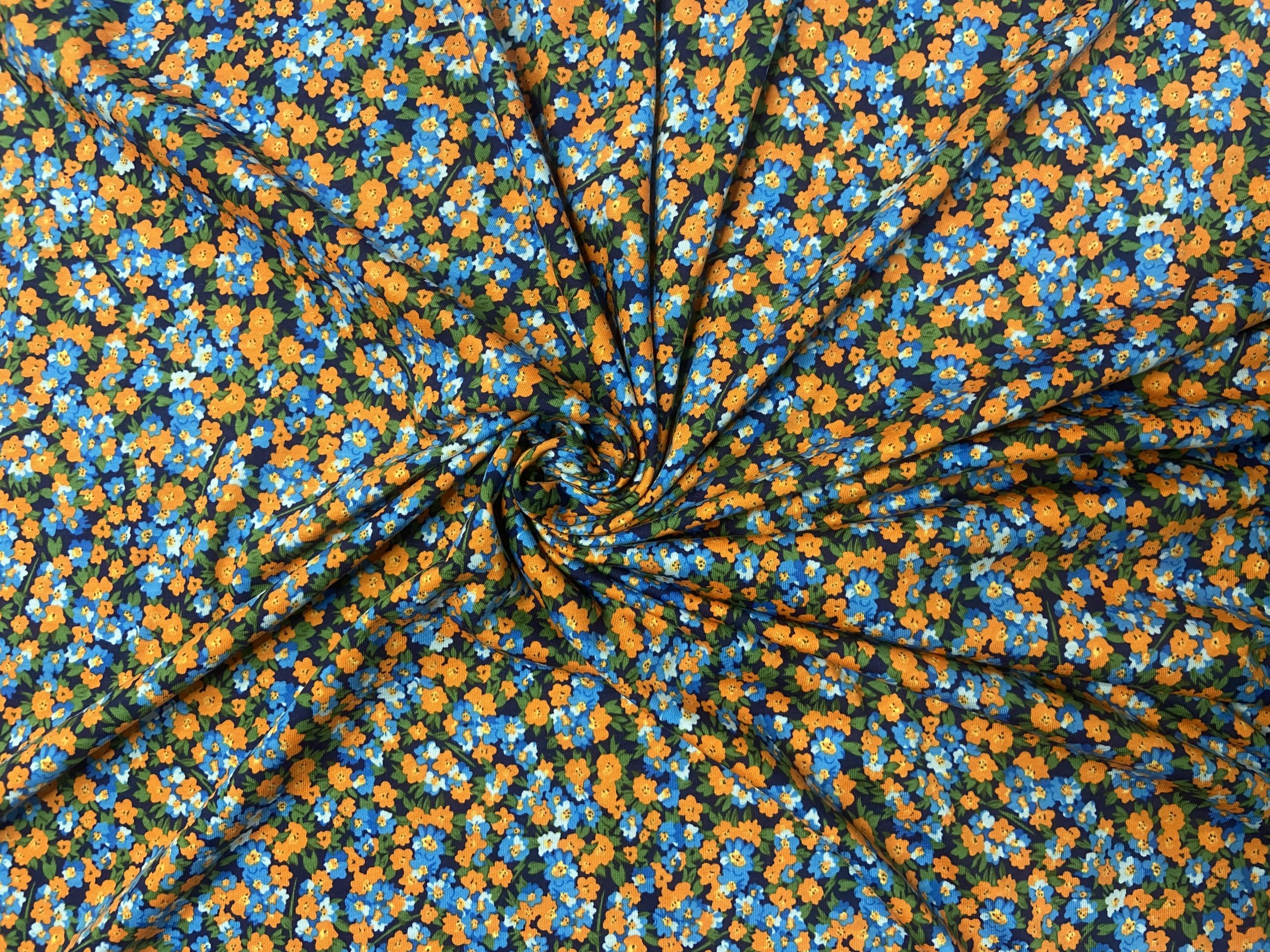Papaya and Azure floral- jersey - Image 3