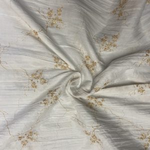 Embroidered Cotton Lawn- White and Gold