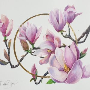 Watercolour Painting with gold leaf