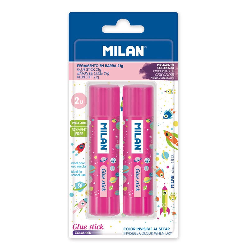 Milan Space Heroes Medium 21g Colour Changing Glue Stick Pink