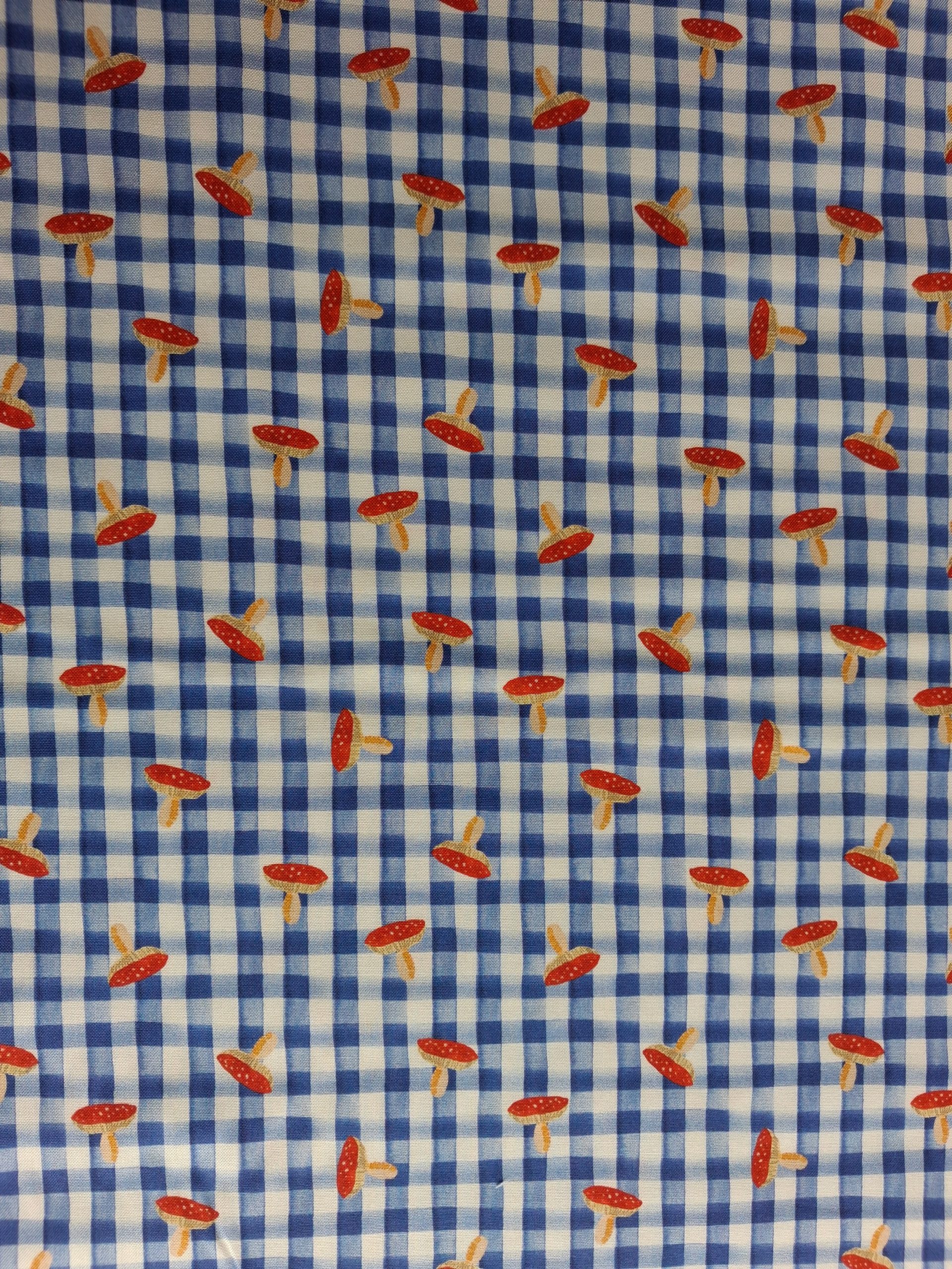 Garden Explorer - Toadstool Gingham Indigo Blue - by Wee Bluebell - Irene and Lewis - Image 2