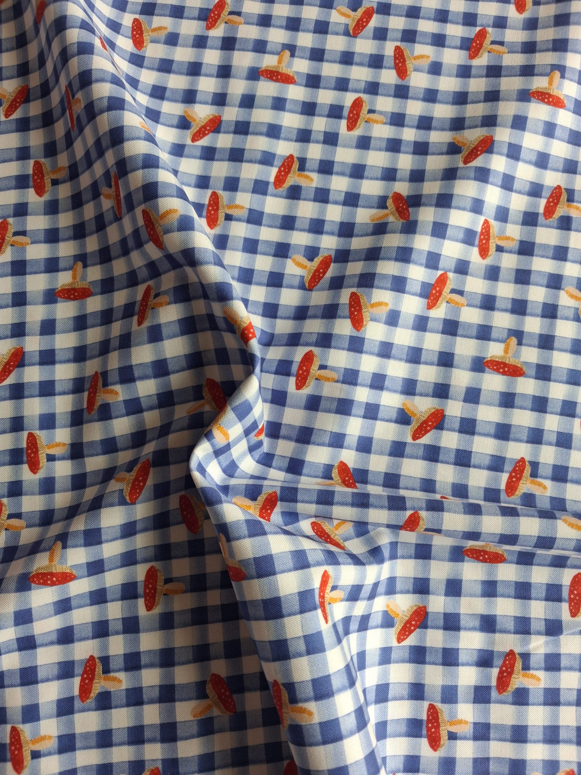 Garden Explorer - Toadstool Gingham Indigo Blue - by Wee Bluebell - Irene and Lewis - Image 3