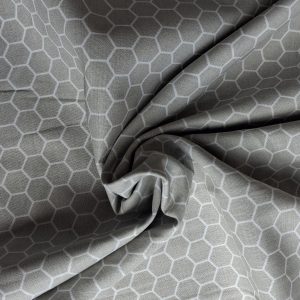 100% Cotton - Honeycomb White on Grey / Gray