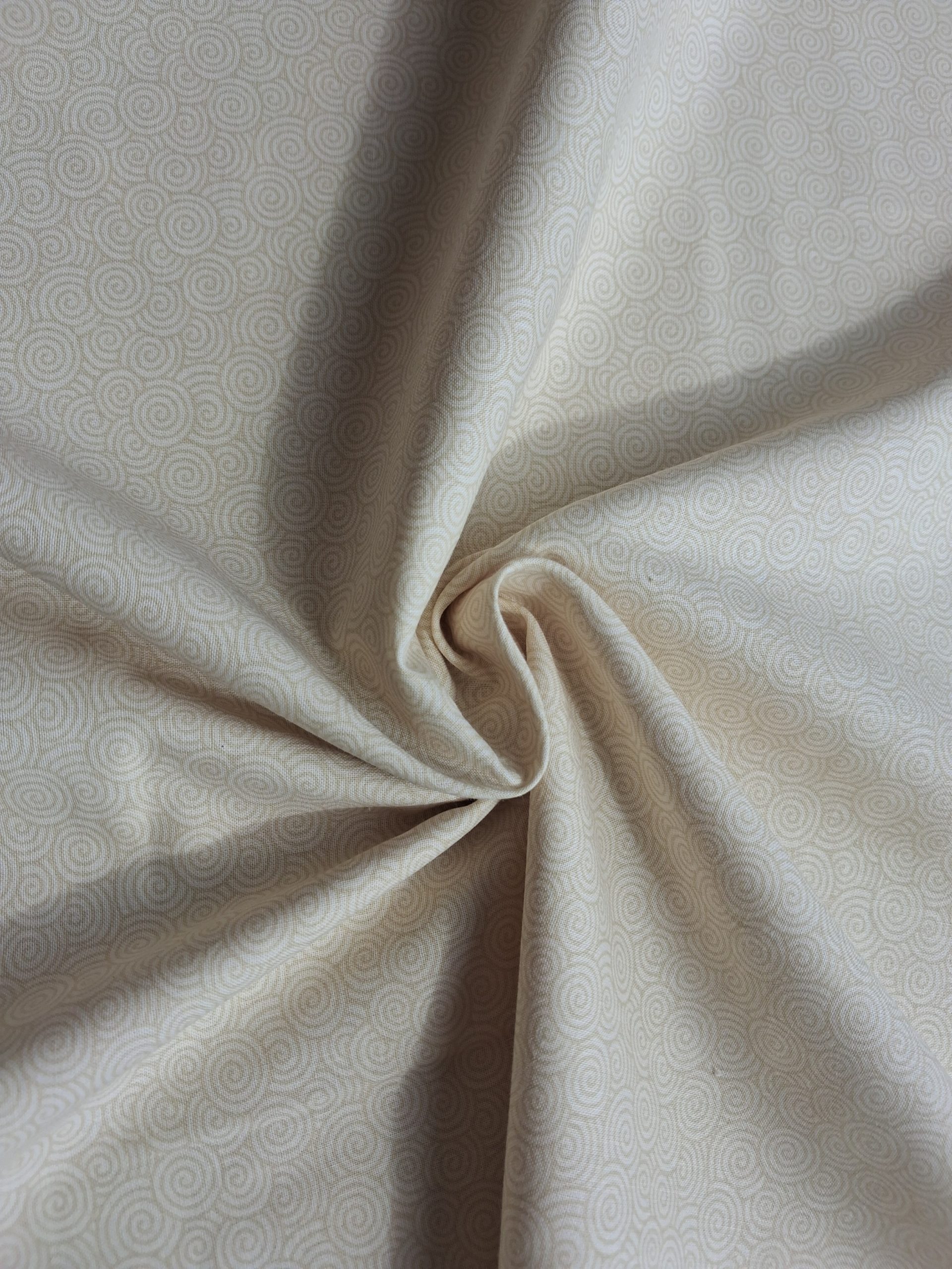 100% Cotton - Small Swirls White on Cream - Image 2