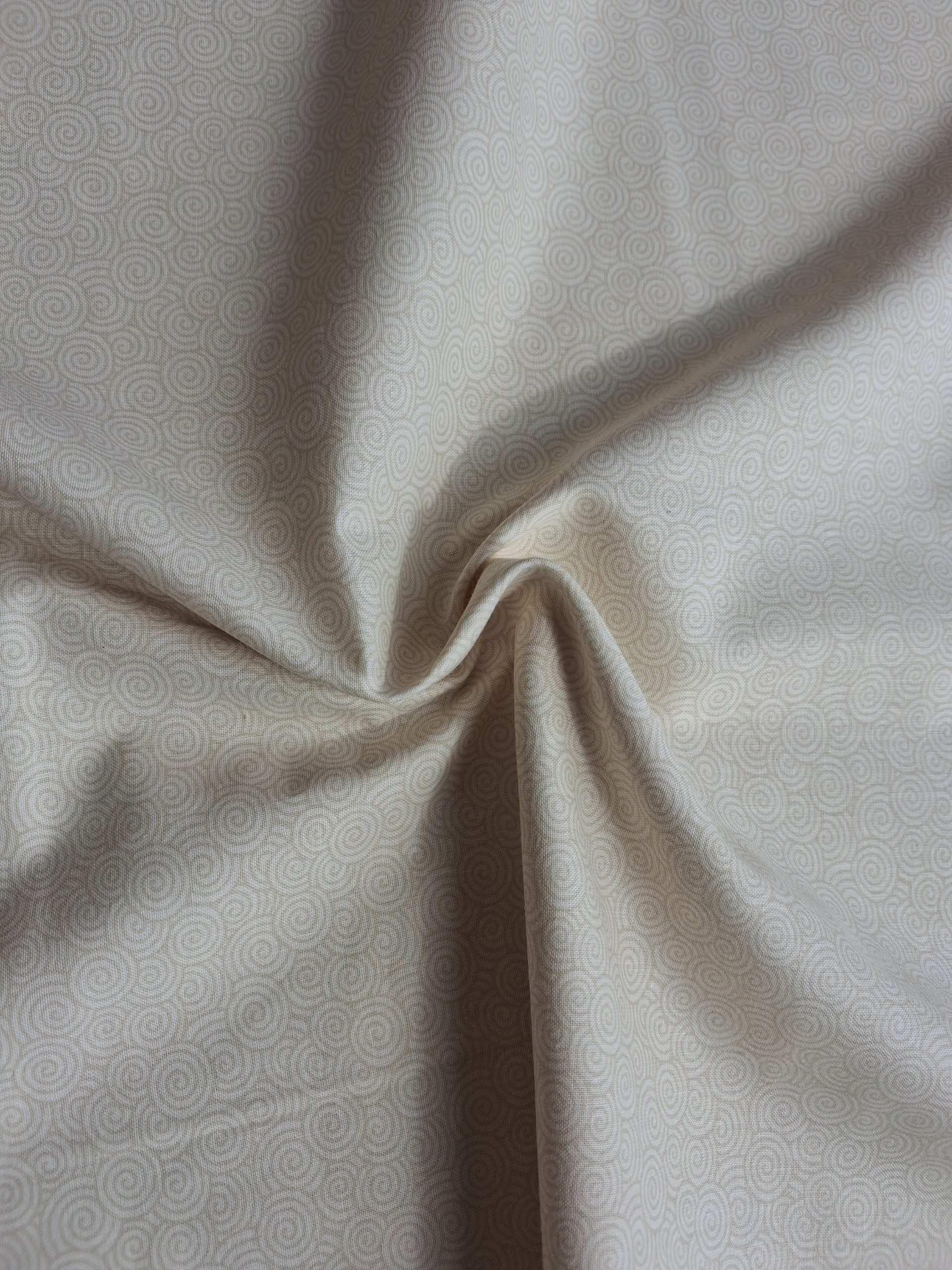 100% Cotton - Small Swirls White on Cream