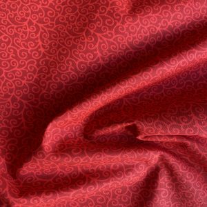 100% Cotton - Scroll Red